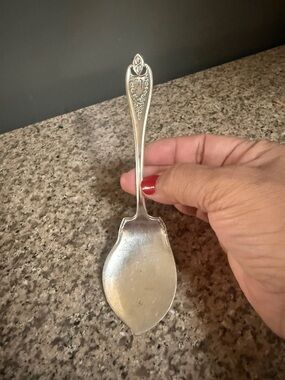 Antique Monogrammed Silver Jelly Server - Art Nouveau Floral Pattern